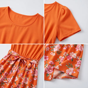 Floral Bow-Waist Midi Dress WHD0605528-LF2518