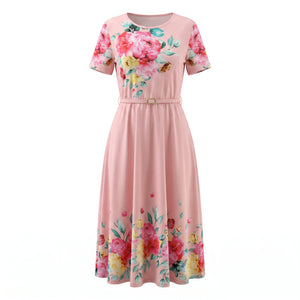 Floral Belted Midi Dress WHD0605530-LF2509