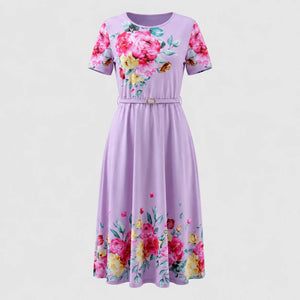 Floral Belted Midi Dress WHD0605530-LF2509