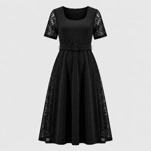 Lace Panel Midi Dress WHD0605531-LF2519