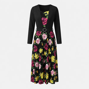 Floral Pleated Belted Midi Dress WHD0605532-LF2502