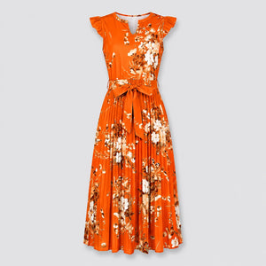 Floral Tie-Waist Midi Dress WHD0605533-LF2318
