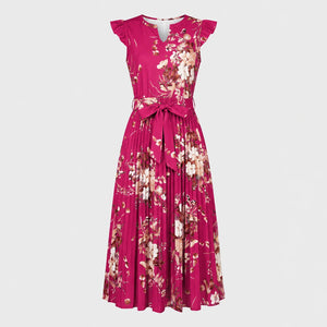 Floral Tie-Waist Midi Dress WHD0605533-LF2318