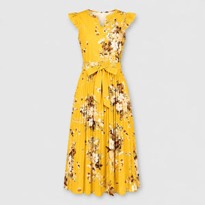 Floral Tie-Waist Midi Dress WHD0605533-LF2318