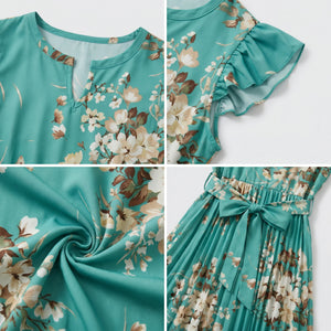 Floral Tie-Waist Midi Dress WHD0605533-LF2318