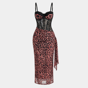 Leopard Lace Corset Maxi Dress WHD0606004