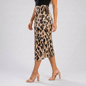 Leopard Tie-Waist Midi Skirt WHD0606005