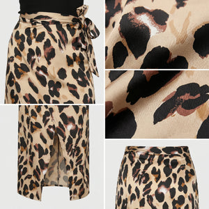 Leopard Tie-Waist Midi Skirt WHD0606005