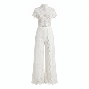 White Lace Wide Leg Set WHD0606006