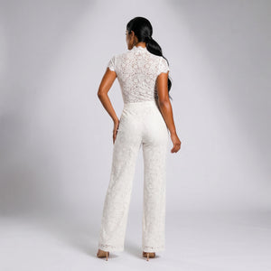 White Lace Wide Leg Set WHD0606006