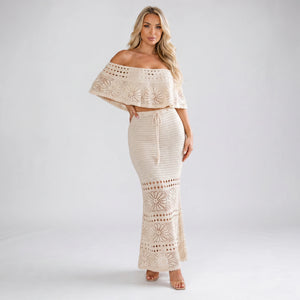 Ivory Crochet Skirt Set WHD0606007