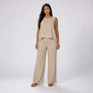 Crochet Back Wide Leg Set WHD0606008