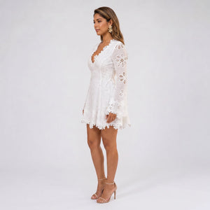 White Eyelet Lace Mini Dress WHD0606013
