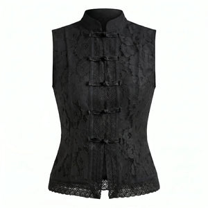 Lace Frog Closure Sleeveless Top WHD0606014