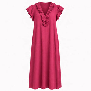 Ruffle V-Neck Maxi Dress WHD0606018