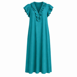 Ruffle V-Neck Maxi Dress WHD0606018