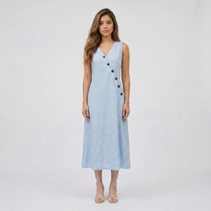 Asymmetric Button Maxi Dress WHD0606019