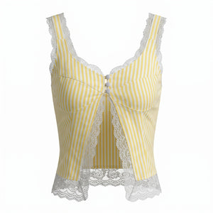 Striped Lace Trim Cami Top WHD0606020