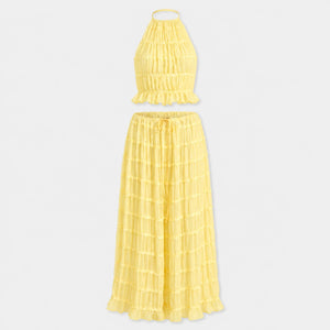 Ruffle Halter Wide Leg Set WHD0606030