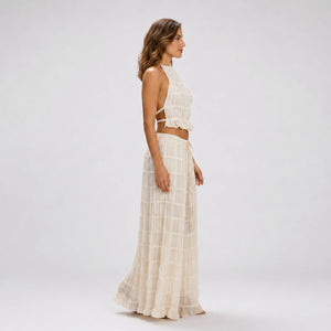 Ruffle Halter Wide Leg Set WHD0606030