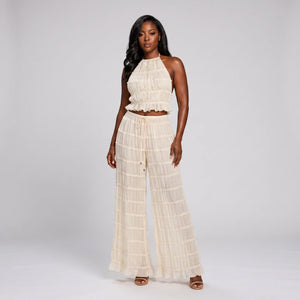Ruffle Halter Wide Leg Set WHD0606030
