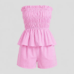 Striped Smocked Short Set WHD0606032