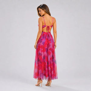 Watercolor Cutout Maxi Dress WHD0606036