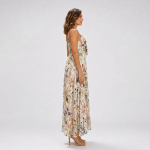Floral Tie Front Maxi Dress WHD0606037