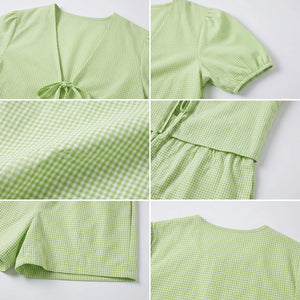 Gingham Tie Front Romper WHD0606041