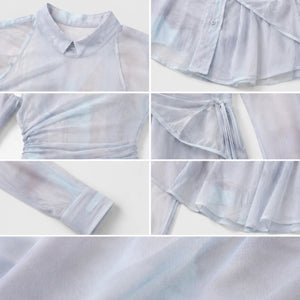 Sheer Layered Wrap Shirt WHD0606043