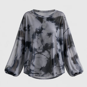 Gray Tie-Dye Long Sleeve Tee WHD0606044
