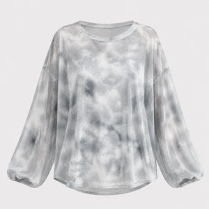 Gray Tie-Dye Long Sleeve Tee WHD0606044