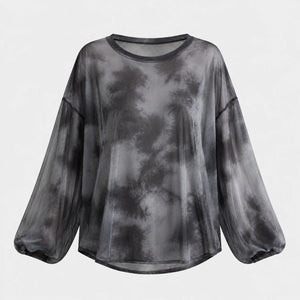 Gray Tie-Dye Long Sleeve Tee WHD0606044