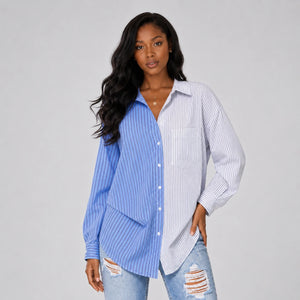 Colorblock Stripe Button Shirt WHD0606047