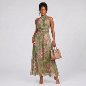 Floral Halter Maxi Dress WHD0606048
