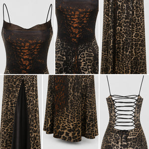 Leopard Lace-Up Maxi Dress WHD0606050