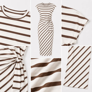 Striped Twist Waist Midi Dress WHD0606053
