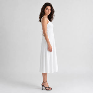 White Tie-Back Midi Dress WHD0606061