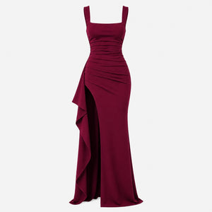 Square Neck Slit Maxi Dress WHD0606062