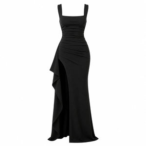 Square Neck Slit Maxi Dress WHD0606062
