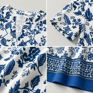 Blue Floral Shift Dress WHD0606070