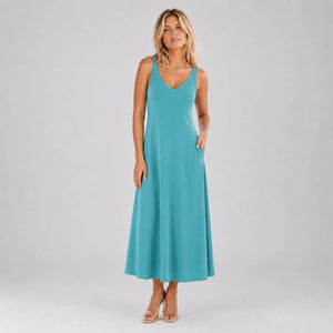 Sleeveless V-Neck Midi Dress WHD0606075