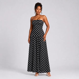 Polka Dot Strapless Maxi Dress WHD0606076