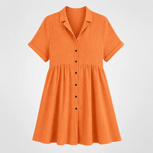 Textured Button Babydoll Dress WHD0606078