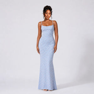 Floral Open Back Maxi Dress WHD0606083