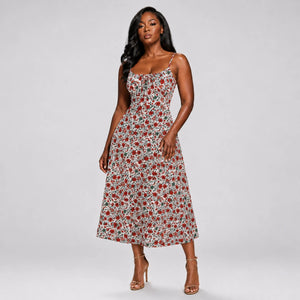 Floral Strap Midi Dress WHD0606086