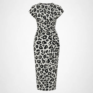 Leopard Ruched Midi Dress WHD0606087