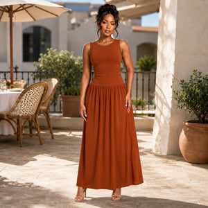 Ruched Waist Maxi Dress WHD0606091