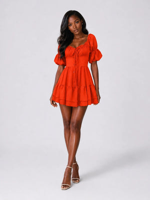 Puff Sleeve Mini Dress WHD0606098