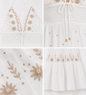 Embroidered Halter Maxi Dress WHD0606099